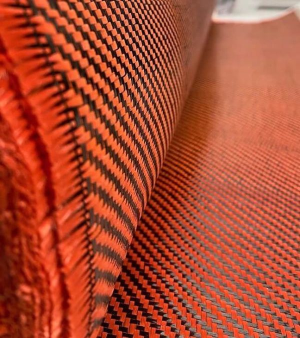 190gsm Orange Aramid / Carbon Hybrid